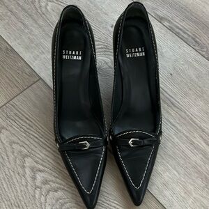 Vintage Stuart  Weitzman  3 in heels. Black with silver detailing and hand sewn